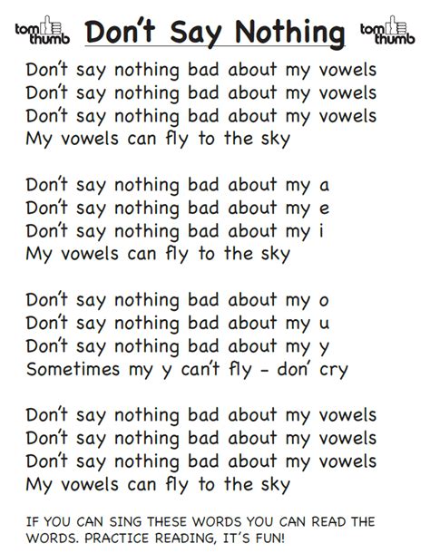 Don't Say Nothing - Vowels Song - Tom Thumb Preschool