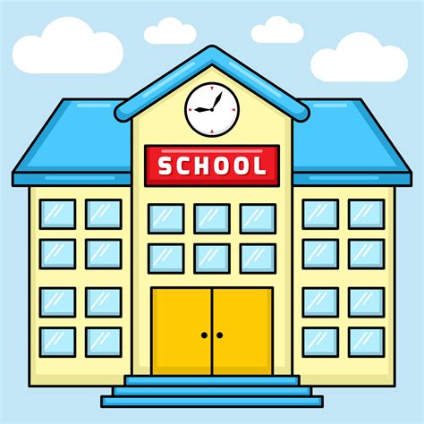 Vector of colorful School Building with cartoon style. Back to school ...