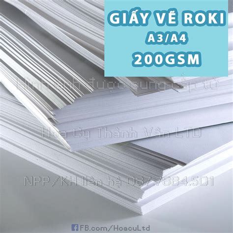 Mua GIẤY ROKI TRẮNG A3 A4 dày 200gsm vẽ chì, marker, màu bột, chì màu ...