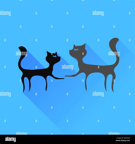 Two Cats Silhouettes Stock Photo - Alamy