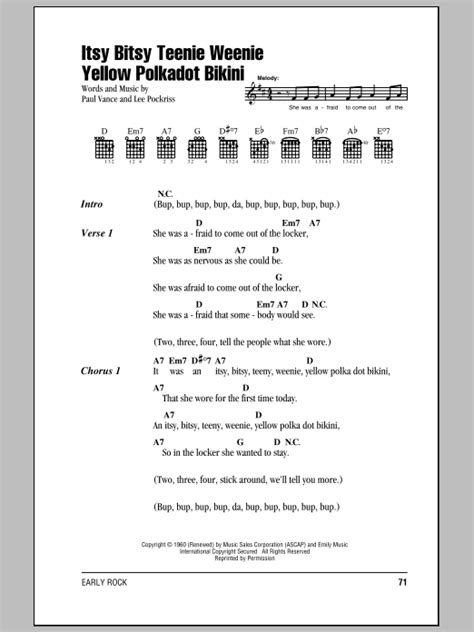 Itsy Bitsy Teenie Weenie Yellow Polkadot Bikini by Brian Hyland - Guitar Chords/Lyrics - Guitar ...