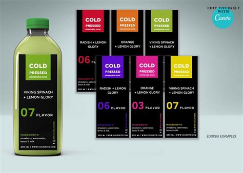 Printable Juice Bottle Labels Template Bundle for Juicing and - Etsy