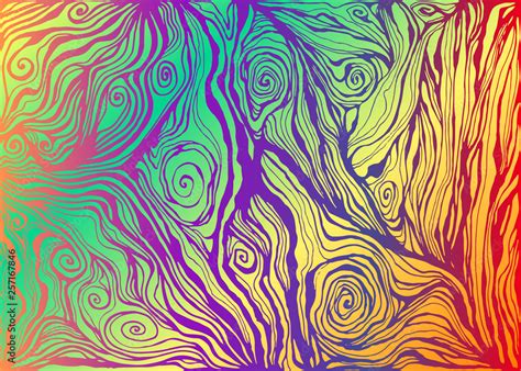 Psychedelic colorful art waves decorative texture. Vector hand drawn ...