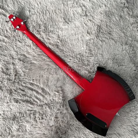 Popular Red Axe 4 String Electric Bass Guitar Neck Thru Body Chrome Hardware | eBay