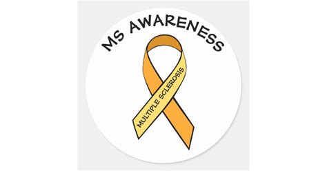 MS Multiple Sclerosis Awareness Ribbon Sticker | Zazzle