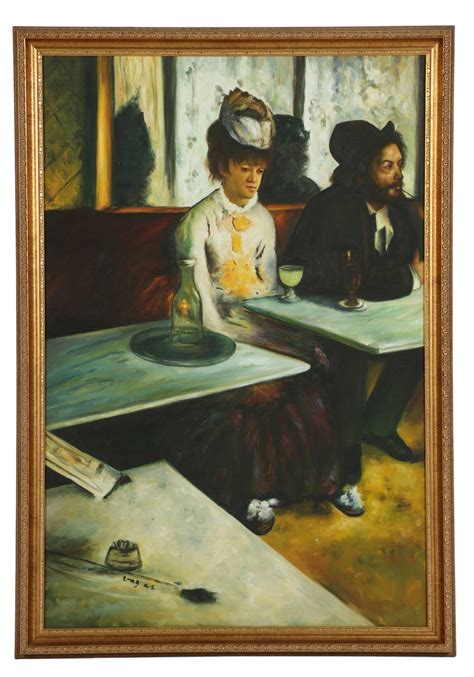 In A Cafe Landscape Oil Painting After Edgar Degas Auction