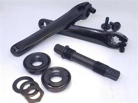 BMX 3 Piece Crankset – Crank Arms Axle Bottom Bracket US American Sized BLACK – Hopkinson Cycles