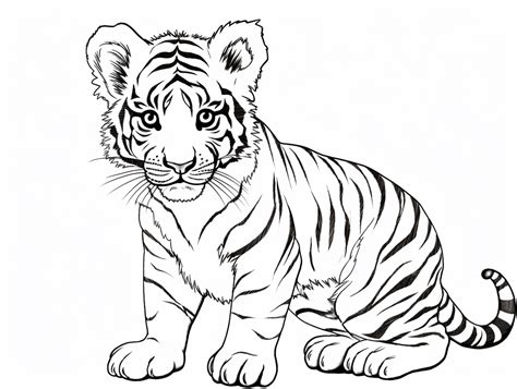 Beautiful Tiger Cub Coloring Page - Coloring Page