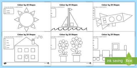 Colour by 2D Shapes Activity Sheets (teacher made)