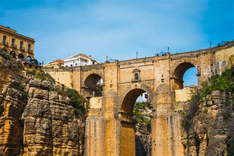 Stone Bridge Over the Gorge of Tajo in Ronda, Andalusia, Spain Stock Photo - Image of nuevo ...