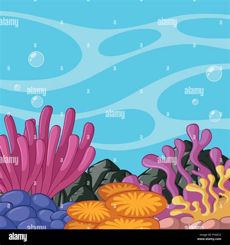 Scene with coral reef underwater illustration Stock Vector Image & Art - Alamy