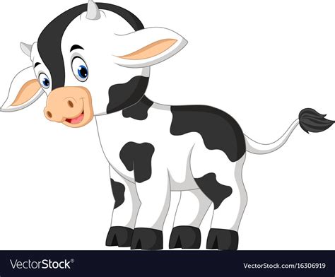 Cute baby cow cartoon Royalty Free Vector Image