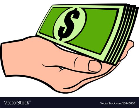 Hand with dollar bills icon cartoon Royalty Free Vector