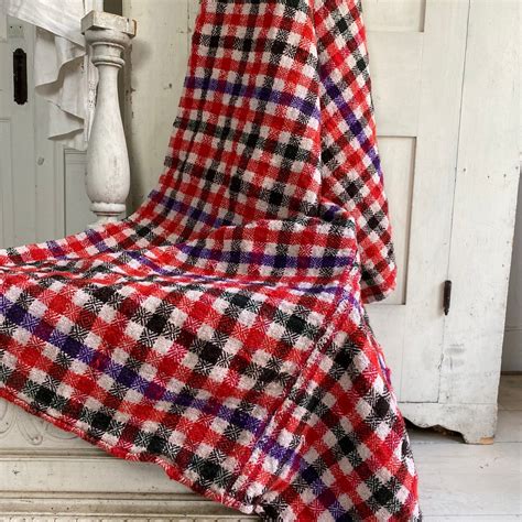 Vintage Wool & Linen Blanket Plaid Hand Woven Folk Throw Homespun Muted ...