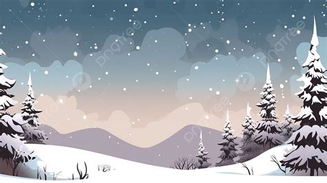 Winter Cartoon Snow Mountain Illustration Background, Landscape, Winter ...