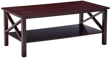 Valeda 3 Piece Coffee Table Set, Dark Cherry Wood With Storage Shelves, Contemporary (Cocktail ...