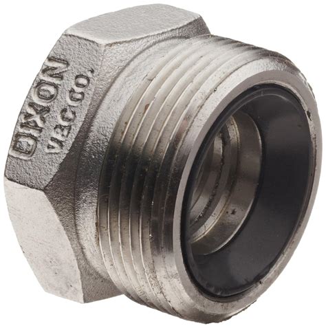 Dixon RGB8 Stainless Steel 316 Boss Fitting, Ground Joint Spud, 3/4" NPT Female x 3/4"-14 NPT ...