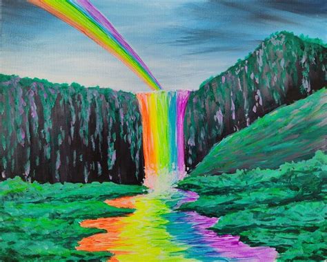 Rainbow Waterfall - Pinot's Palette Painting