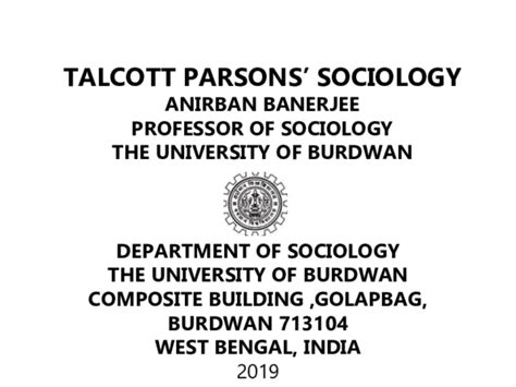 (PPT) TALCOTT PARSONS SOCIOLOGY BY ANIRBAN BANERJEE20190709 100168 cuz3hl