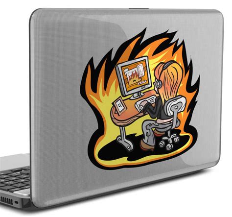 Girl on Fire Laptop Sticker - TenStickers