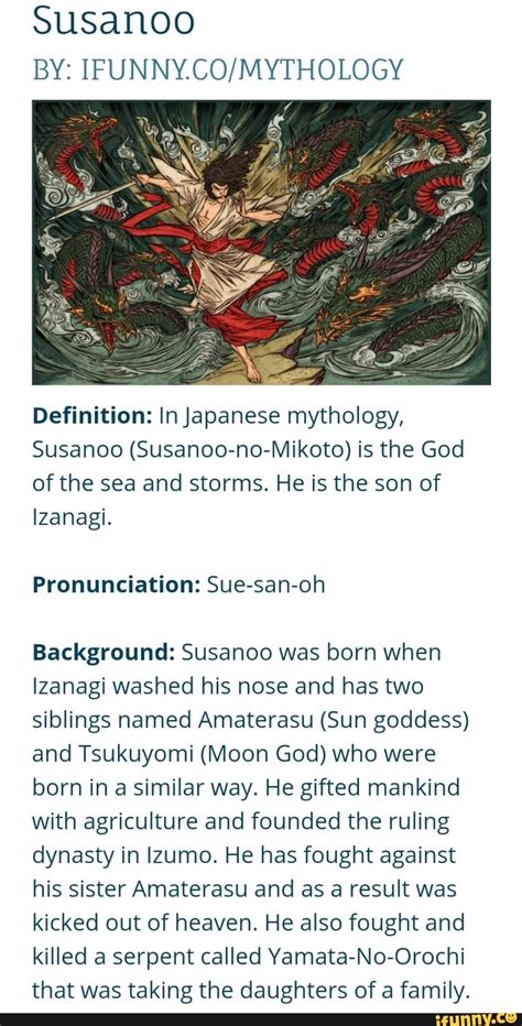 Susanoo BY: 1FUNNY.CO/MYTHOLOGY Definition: lnjapanese mythology ...