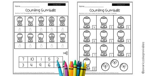 Free Counting to 10 Gumball Worksheets - Smart Cookie Printables