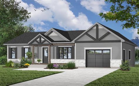 Plan 22477DR: Rugged Ranch Home Plan With Attached Garage | Ranch style house plans, Ranch house ...