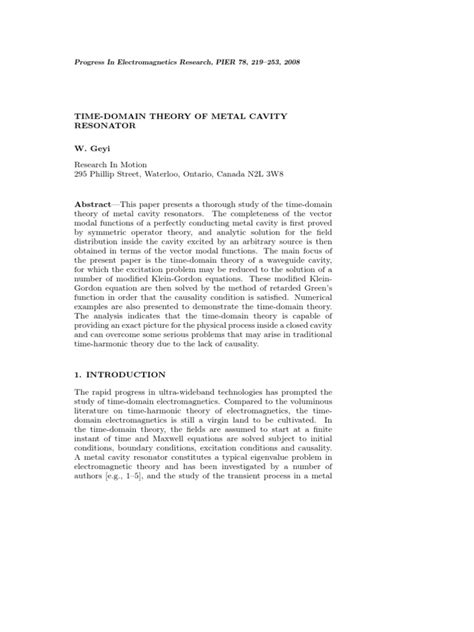 (PDF) W. Geyi- Time-Domain Theory of Metal Cavity Resonator - DOKUMEN.TIPS