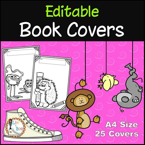 Book Covers | 25 Editable Covers | A4 Size | Book cover, Book labels, Books