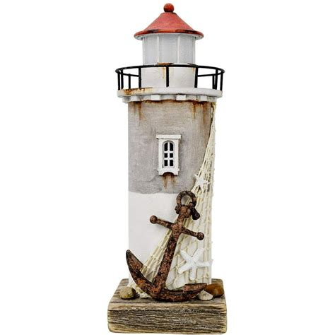 Wooden Lighthouse Decor with Light, Decorative Nautical Lighthouse Rustic Ocean Sea Beach Themed ...