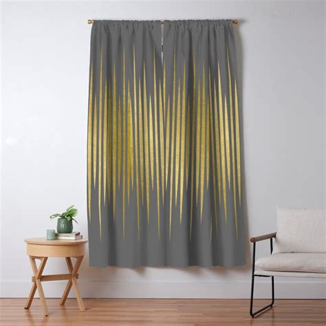 Linear Grey & Gold Blackout Curtain by Caitlin Workman | Society6