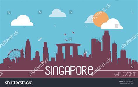 Singapore Skyline Silhouette Flat Design Vector Stock Vector (Royalty ...