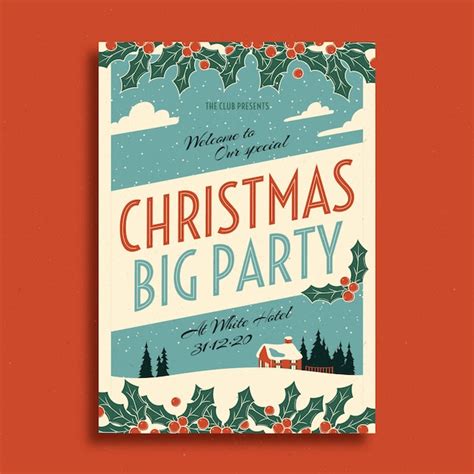 Free Vector | Vintage christmas party poster template