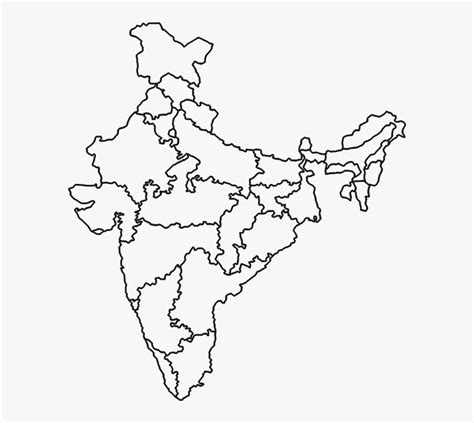 an outline map of india in black and white