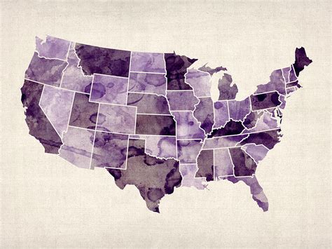 United States Watercolor Map Digital Art by Michael Tompsett | Fine Art ...