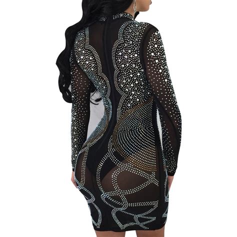 Sheer Rhinestone Dress – Fashion dresses