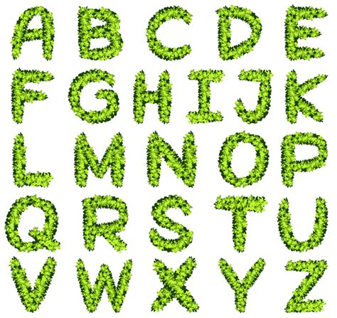 Green plant alphabet creative vector free download