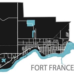 Typographic Map of Fort Frances Ontario Rainy River - Etsy