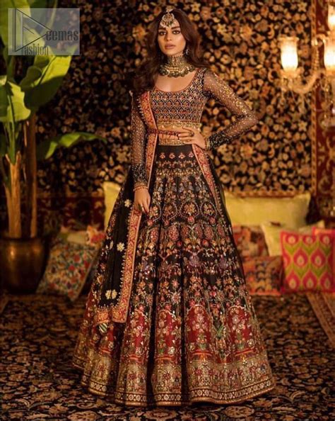 Pakistani Wedding Gown - Black Traditional Lehenga Blouse | Indian bridal dress, Dress indian ...