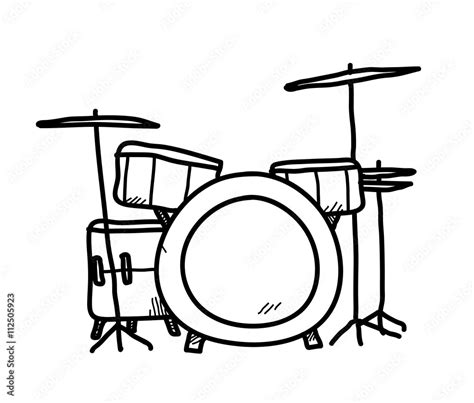 Drum Set Doodle, a hand drawn vector doodle illustration of a drum set ...