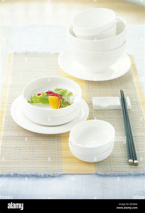 Korean food and table setting Stock Photo - Alamy