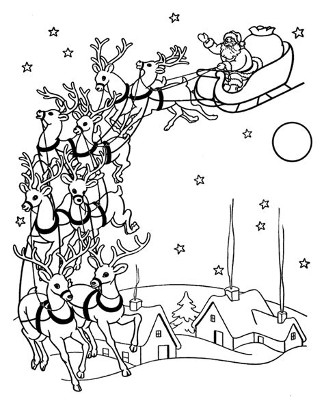 Santa And Reindeer Coloring Pages