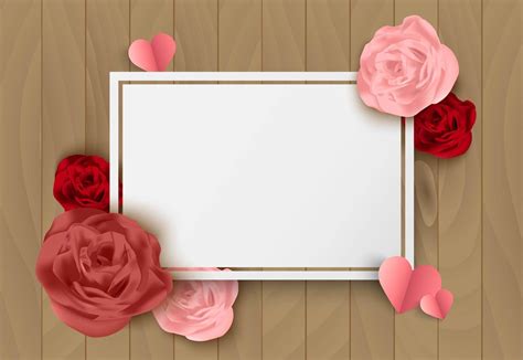 Valentine's day wooden background with roses and blank white card 692570 Vector Art at Vecteezy