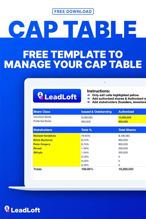 Cap Table Template (Free Download) | LeadLoft