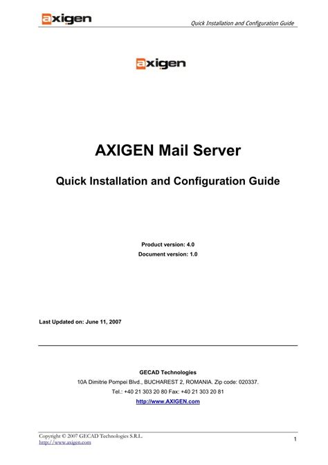 AXIGEN Mail Server Quick Installation and Configuration Guide