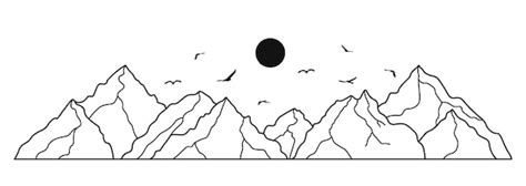 Premium Vector | Mountain landscape line art