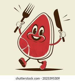 Funny Steak Retro Cartoon Illustration Stock Vector (Royalty Free) 2025395309 | Shutterstock