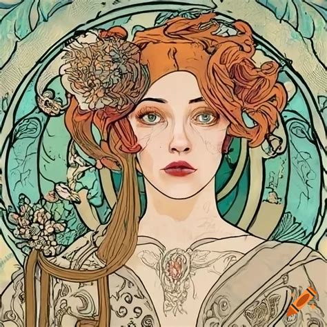 Detailed surreal portrait with floral hair