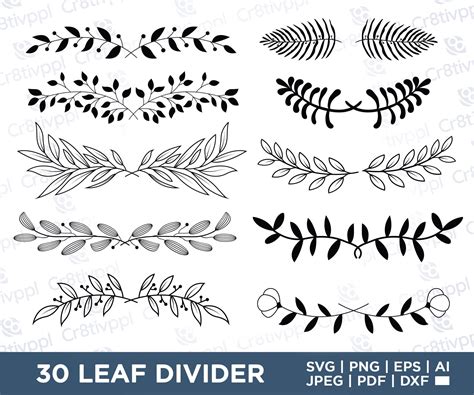 Leaf Divider SVG Greenery Vines Bundle SVG PNG Floral - Etsy