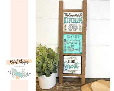 Full Size Kitchen Leaning Ladder Farmhouse Decor Customize - Etsy